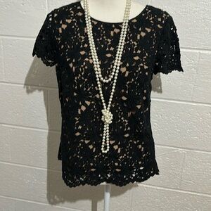 NWT Talbots Black Crocheted Top- Size 4